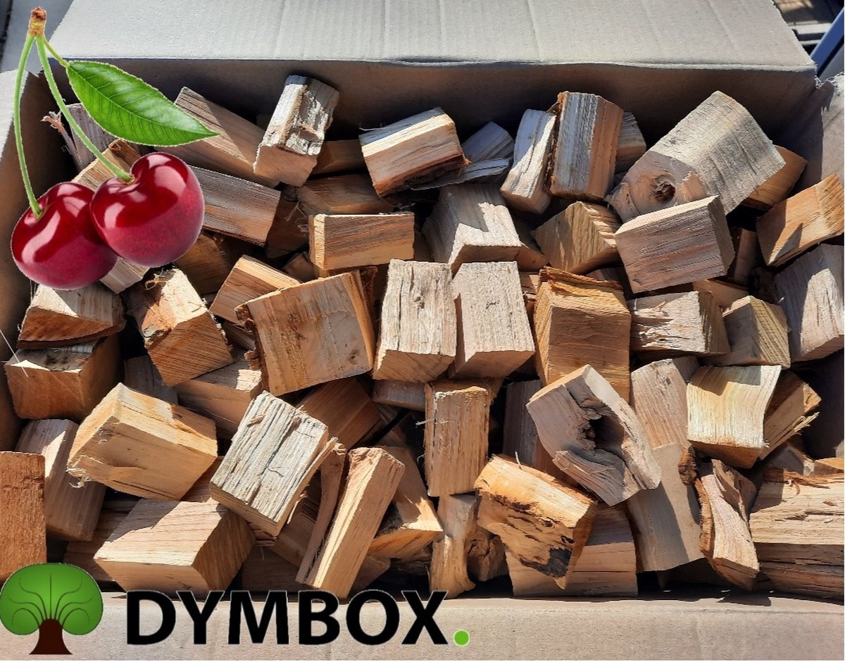 Dymbox 2,5 KG Kersen Chunks|Rookhout voor de Kamado BBQ |Rookoven| 100% Kersen Onbehandeld |Dymbox