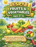 I Spy Fruits and Vegetables for Kids Ages 3–6: A Fun 2-in-1 Counting, Search, and Coloring Activity Book with Fruits and Vegetables | 80+ Pages for Preschool and Kindergarten Kids