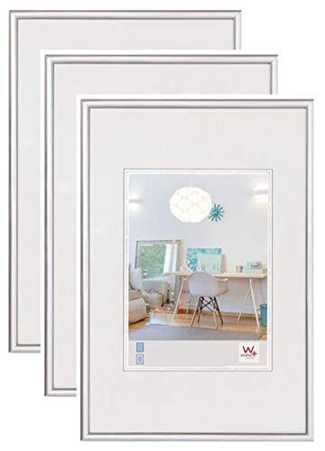 Walther Design KV460S3 New Lifestyle Kunststoff Bilderrahmen, 40x60 cm, silber, 3er Pack