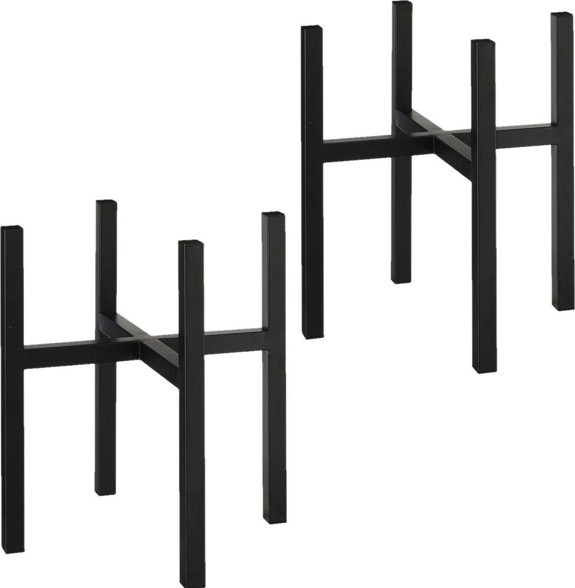 Mica Decorations - bloempot plantenstandaard/verhoger - zwart - D37.5 x H39.5 cm - 2x