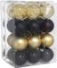 Gerimport Boules de Noël - 48x - 6 cm - Noir/Or - Plastique