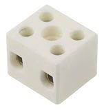 RS PRO Keramische verbindingsklem wit, schroefaansluiting 2-polig 8 AWG / 57A, verpakking van 5 stuks