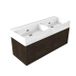 Saniclass Holz Frame Badkamermeubelset - 120x45x52cm - Legend keramische wastafel wit - 2 wasbakken - zonder kraangaten - 1 lade - mat eiken charcoal (hout) SW1420773/SW1382552