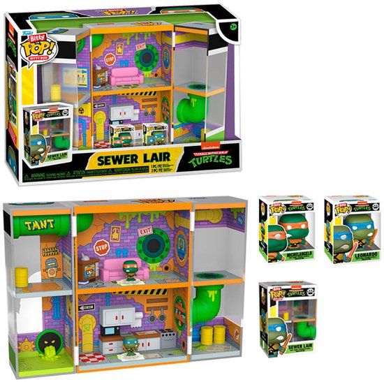 Funko Teenage Mutant Ninja Turtles Bitty POP! Bitty Box Display with 2 Vinyl Figures Sewer Lair