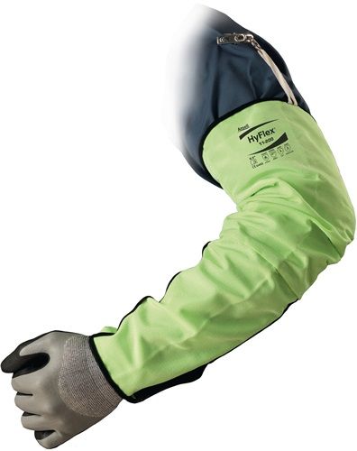 Ansell Armbeschermer | 475 mm signaalgeel | polyester / nylon / glasvezel | EN 388, EN 407 PSA-categorie III | 12 stuks - 11-200