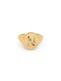 SINGULARU - Gepersonaliseerde Ring Signet Letter Colors. Messing met 18Kt Goud Plating. Ring met Lettermotief en Kleurrijke Zirkonia. Sieraden voor Vrouwen. Letters A - Z