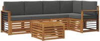 vidaXL - Bank loungeset - 5 zitplekken - Inclusief tafel - Natuurlijk en antraciet - Polyester