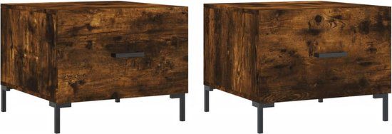 vidaXL Salontafels 2 stuks 50x50x40 cm Bewerkt hout Gerookt eikenkleurig