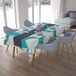 Bonamaison Tafelkleed, Anti-Mold, Sneldrogend, Waterdicht, 100% Polyester Tafellaken, Turkoois, wit, 140 x 200 Cm