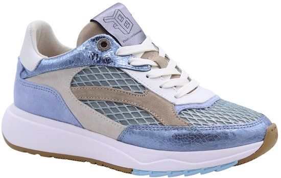 Floris van Bommel Blauwe Leren Lage Sneakers Vrouwen Maat 39