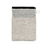Möve Eden washandschoen met biezen 15 x 20 cm van 80% katoen/20% linnen, natuur/zwart