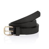 Tom Tailor Denim TTMEGHAN Small Leather Belt with Rounded Buckle - Size 80 - Black Uni