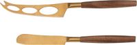 Alpina Set de couteaux à fromage 2 pièces – Set de couteaux à fromage avec lames dorées et manche en bois