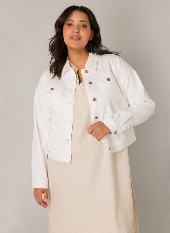 BASE LEVEL CURVY Yamila White Spijkerjas - White - 4XL (48)