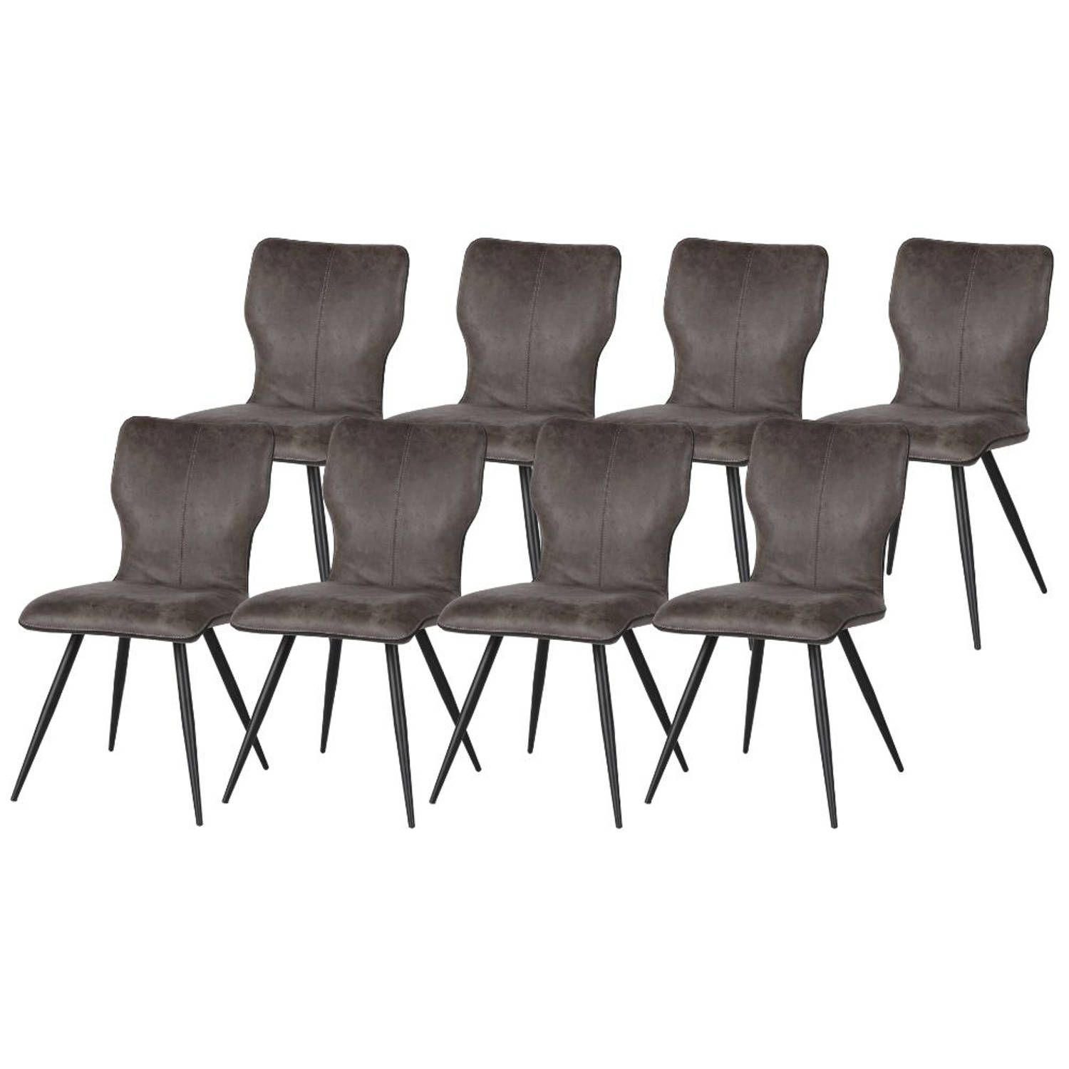 WAYS. eetkamerstoelen - grijs - 8 stuks