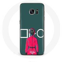 Maniacase Hoesje voor Samsung Galaxy S6 Inktvis Spel Rode Soldaat met Cirkelmasker Groene Achtergrond