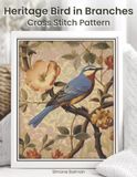 Heritage Bird in Branches Cross Stitch Pattern