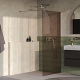 Brauer Oblivion - Inloopdouche - Brons Glas - 100 x 200 cm - incl. Glascoating - PVD RVS-Kleurig Geborsteld