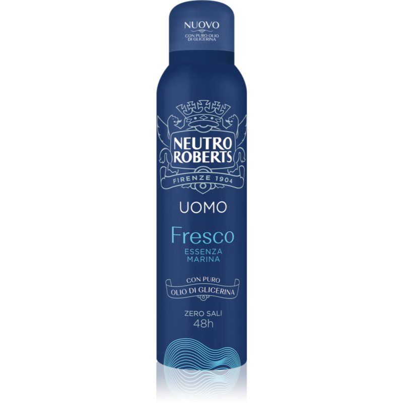 Neutro Roberts Men's Deodorant Spray with Odor Blocker Aluminum-Free Stain-Free with Pure Glycerin Oil Dermatologically Tested 150ml 48h Sea Essence