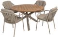 4 Seasons Outdoor Manitoba Prado dining tuinset 130 cm rond 5 delig zand teak Taste 4SO