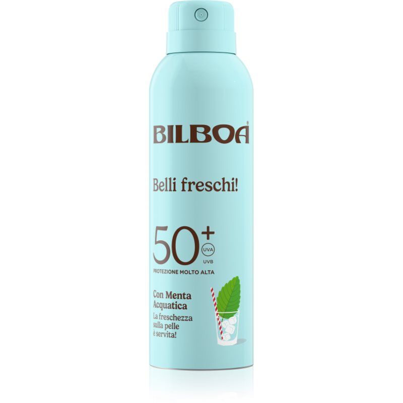 Bilboa Belli Freschi Zonnebrandcrème SPF 50+ met watermunt, frisheid op de huid wordt geserveerd, waterbestendig, dermatologisch getest, 150 ml