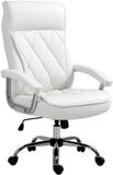 Vinsetto HOMCOM Bureaustoel kantoorstoel met kantelfunctie modern ruitpatroon PU-leer wit 921-473