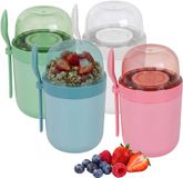 Merkloos Relaxdays Yoghurt beker to go - set van 4 - 400 & 280 ml - meerkleurig