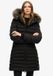 Superdry Halflange Fuji-pufferjas met capuchon met imitatiebont - Dames - Zwart