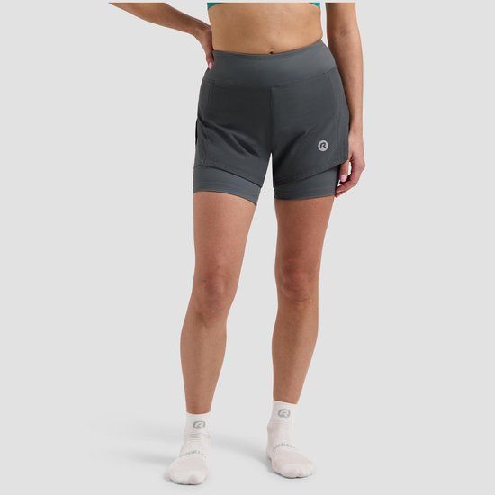 Rogelli Essential 2-in-1 Hardloopshort Dames - Grijs - XL