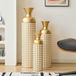 Set de 3 vases de sol, métal, motif géométrique, empilable, adapté aux fleurs séchées