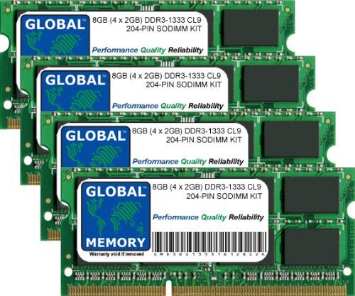 GLOBAL MEMORY 8GB (4 x 2GB) DDR3 1333MHz PC3-10600 204-PIN SODIMM GEHEUGEN RAM KIT VOOR INTEL IMAC (MIDDEN 2010 - MIDDEN 2011)