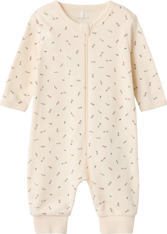 name it NBFNIGHTSUIT ZIP BUTTERCREAM FLORAL NOOS Meisjes Boxpak - Buttercream_ - Maat 74