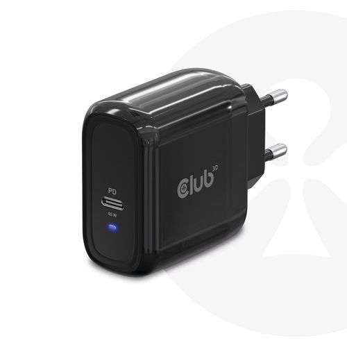 CLUB3D 65W USB-C PD Travel Charger - Black