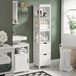 SoBuy Armoire de salle de bain étroite avec 3 étagères ouvertes et 2 paniers, 30 cm de large, 30 x 30 x 144 cm, FRG126-W
