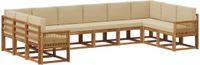 vidaXL - Buiten - bank - set - 10 - st - Natuurlijk - en - Beige - Massief - Acacia - Hout