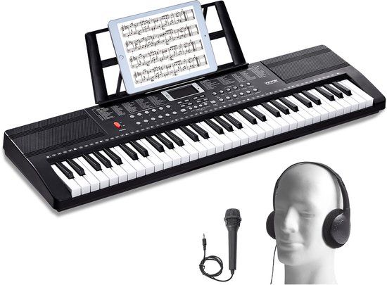 VEVOR Digitale piano met 61 toetsen, 200 tonen, 200 ritmes