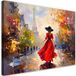 Image sur toile femme en robe rouge et chapeau avec la Tour Eiffel en arrière-plan, 100x70
