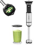 Merkloos Staafmixer - 1000 W - Snelheidsregeling via drukknop - Titanium gecoate messen - Pureermixer