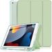 Visaccy Beschermhoes compatibel met iPad 9e generatie 2021 10,2 inch / 8e 2020 / 7. 2019 met penhouder [automatische wekker/slaap] semi-transparant TPU zacht Matcha