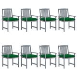 VidaXL Tuinstoelen 8 stuks met kussens Massief Acaciahout Groen