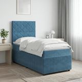 vidaXL Boxspringbed met matras Blauw 100 x 200 cm Fluweel