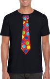 Bellatio Decorations Shoppartners Bv Foute Kerst t-shirt stropdas met kerstballen print zwart voor heren L