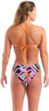 Arena Dames Badpak Texture Tie Back Multicolor Zwart Oranje