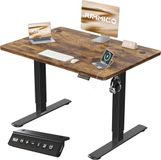 JUMMICO Elektrisch In Hoogte Verstelbaar Bureau met USB Oplaadpoort, Elektrisch Staand Bureau, 100 X 60 cm, Ergonomisch Bureau, Bruin