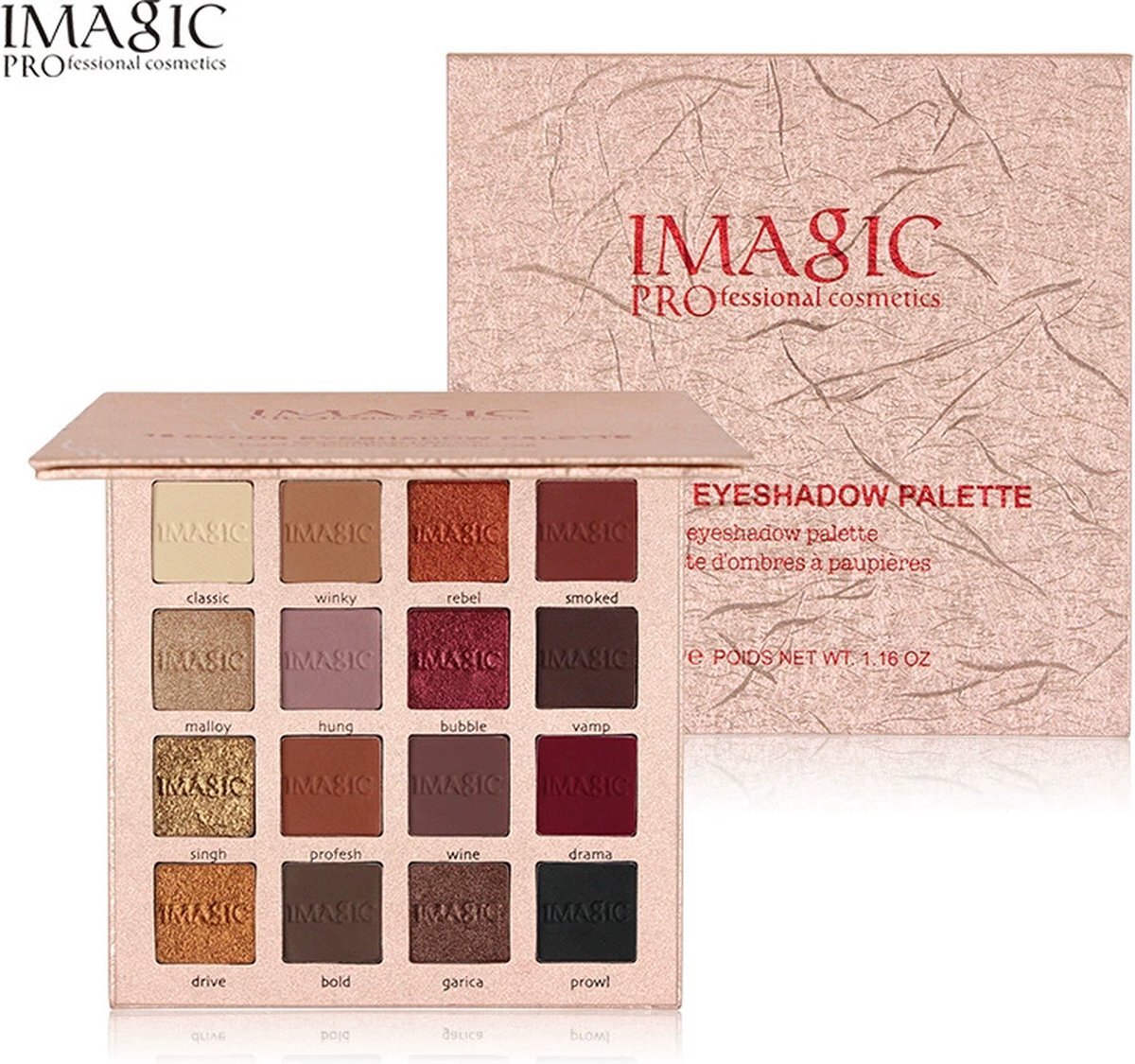 Imagic Make-up 16 kleuren oogschaduwpalet Betoverende ogen Matte parelmoer oogschaduw