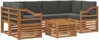 vidaXL - Bank loungeset - 6 zitplaatsen - Acacia hout - Natuurlijk en antraciet