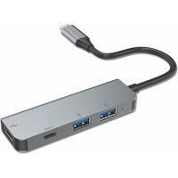 Accsup Hub USB C 4-in-1 Grijs
