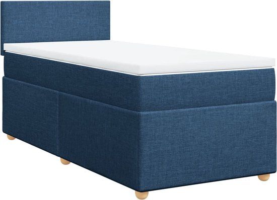 vidaXL Boxspring met matras stof blauw 90x190 cm