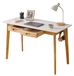 Bureau en bois massif, 120 cm de large, blanc, avec 2 tiroirs et crochets