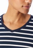 Schiesser Dames Nachthemd lange mouw strepen - nachtblauw - Maat 3XL